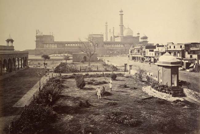 Distant View of the Jami (Jama) Masjid, Delhi - 1865