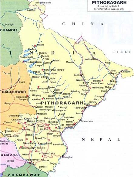 Pithoragarh District Map Route Map Pithoragarh
