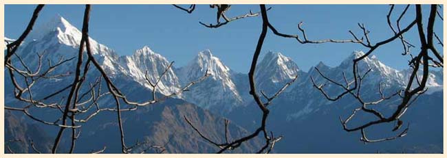 Mukteshwar :- Himalayan peaks glittering in the distance
